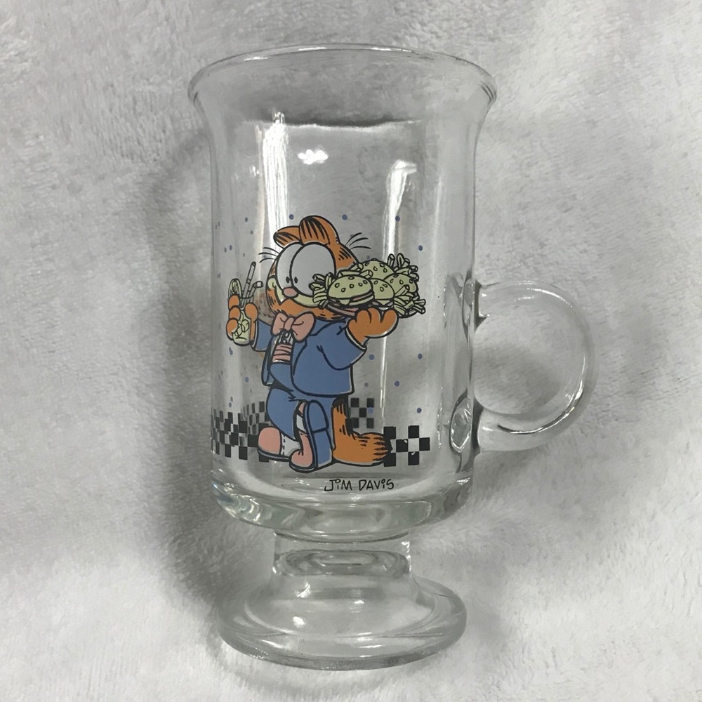 Cafe Garfield Ice Cream Soda Glass Vintage 1978